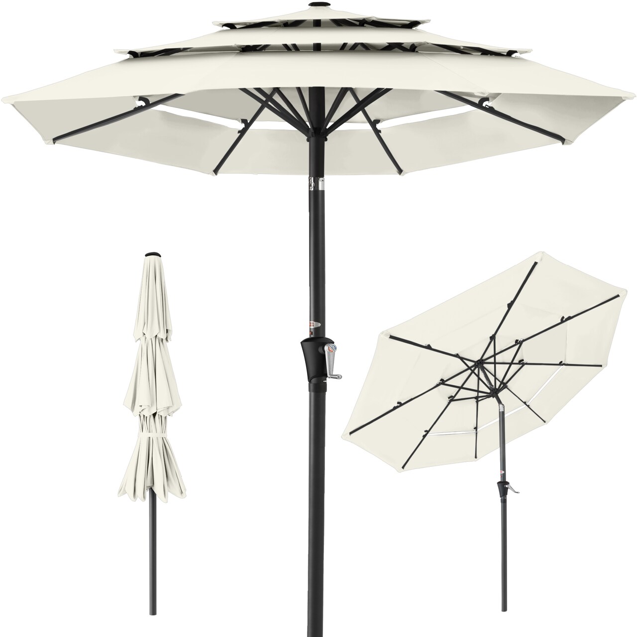 Best Choice Products 10ft 3-Tier Patio Umbrella, Market Sun Shade w/ Tilt Adjustment, Easy Crank